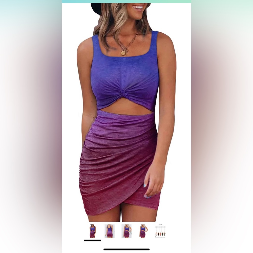 Women's Sundress 2023 Summer Sleeveless Cut Out Twist Bodycon Dress Wrap Dresses